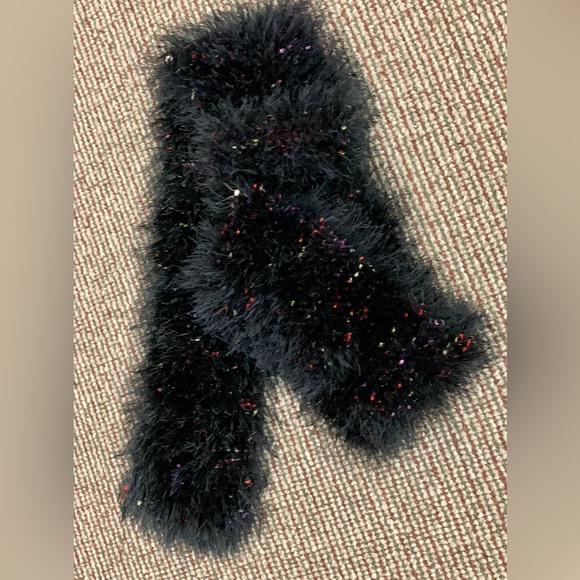 Vtg Black Fuzzy Colored Glitter Sparkly Boa Scarf Wrap - Picture 8 of 9